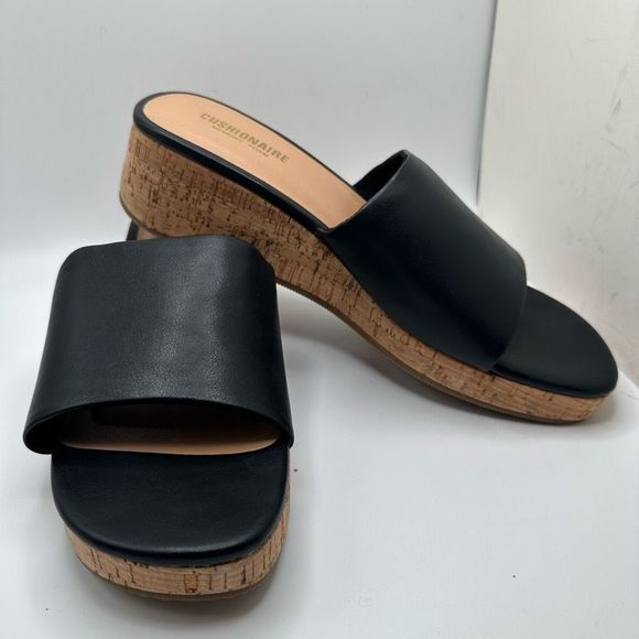 CUSHIONAIRE Women's cork wedge sandal +Memory Foam 11 BLACK - Picture 7 of 8